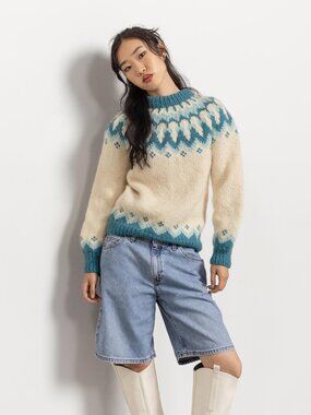 ICELANDIC WOOL SWEATER Vintage Fair Isle Jumper Small